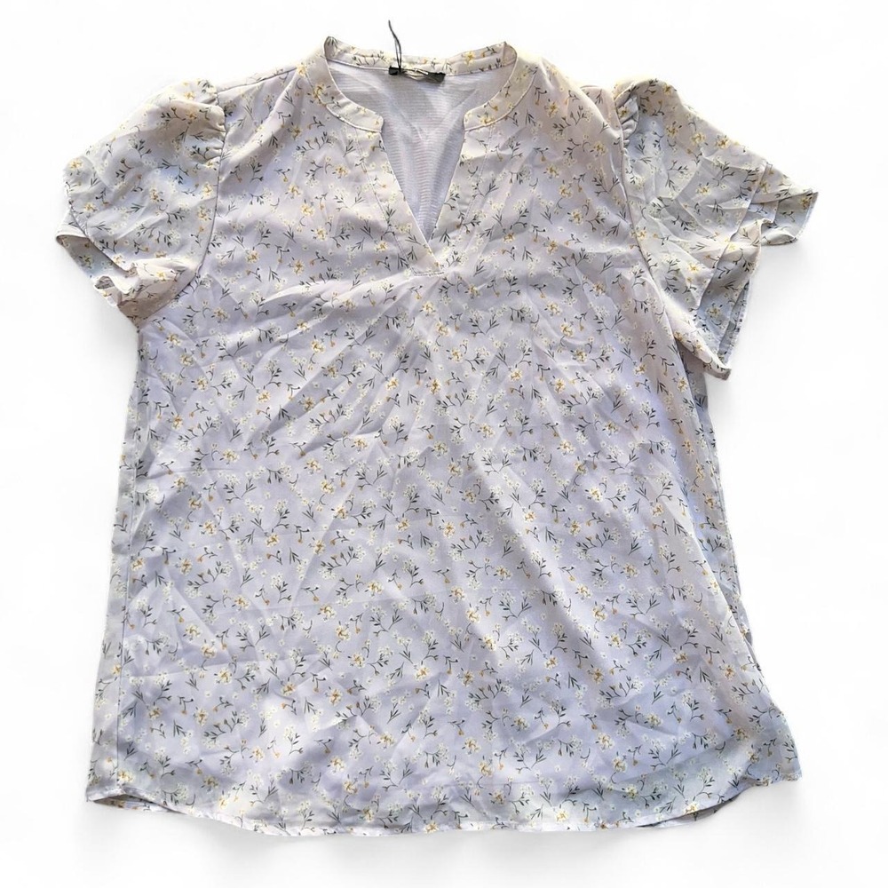 Lotusmile Floral V-Neck Blouse – Size L